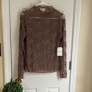 Romantic  Boho, Cottagecore Lace Long Sleeve Blouse - Mauve Color